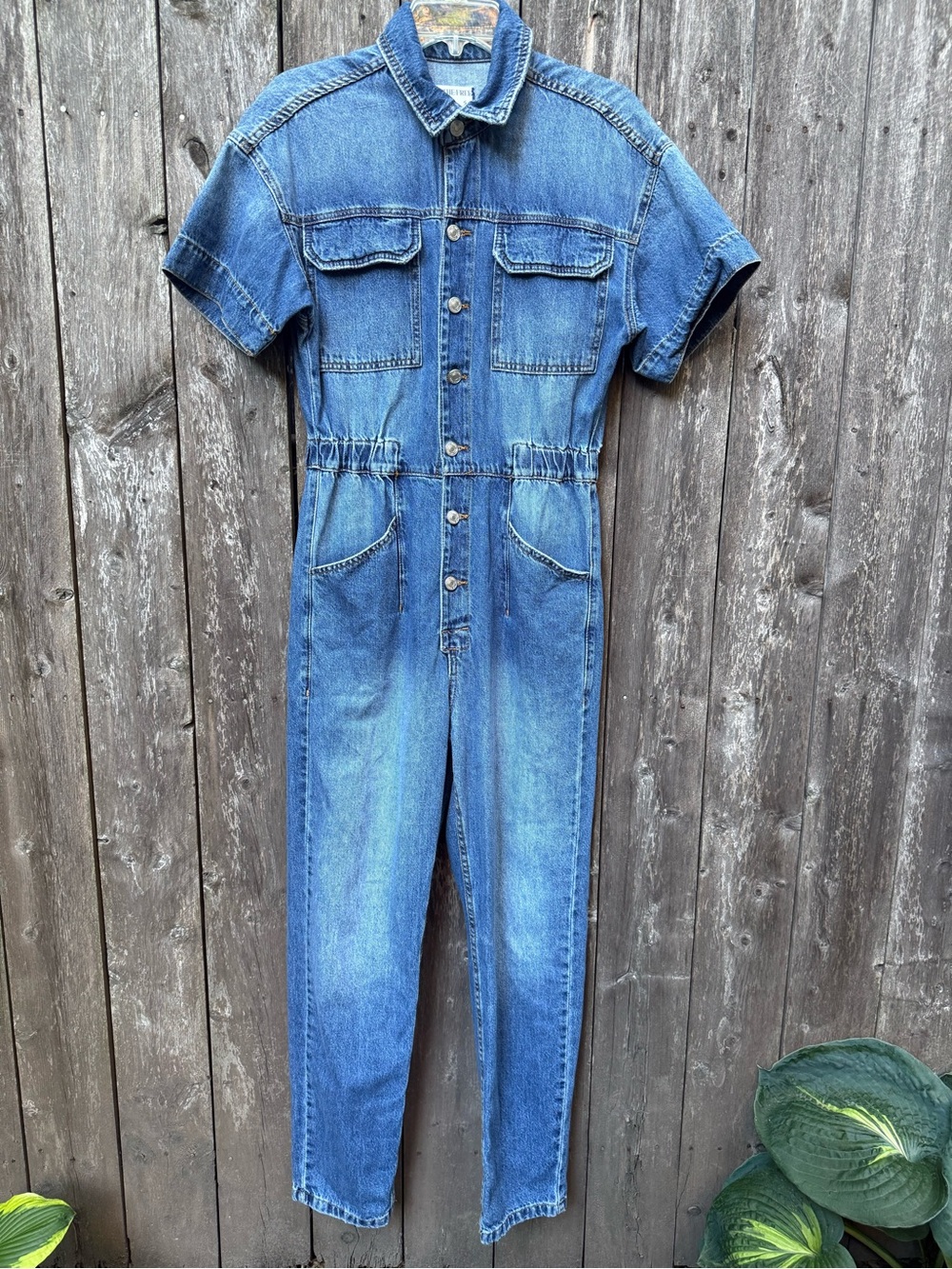We The Free Free People Marci Denim Coverall Jumpsuit Light Wash Blue Small NWOT - Picture 7 of 11